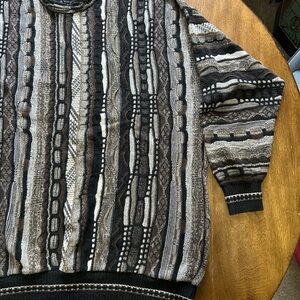 Vtg Roundtree & Yorke Gray Tones Coogi Cosby Style Textured Knit Sweater 3XLT